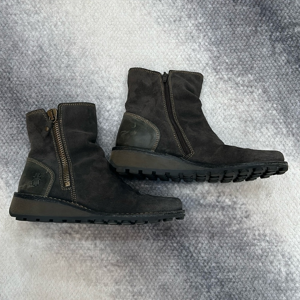 Fly London Suede Zip Up Boots